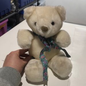 Pam and Frank white stuffed bear